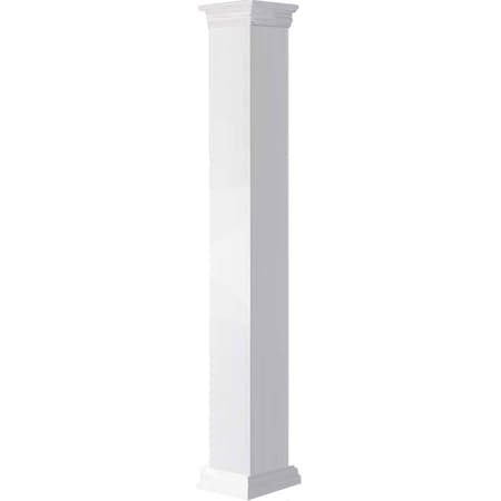 6W X 4'H Craftsman Classic Square Non-Tapered Smooth Column W/ Prairie Capital & Base